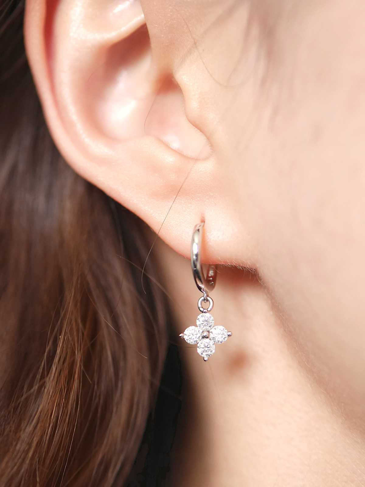 Felicity Four Leaf Clover Moissanite Drop Earrings