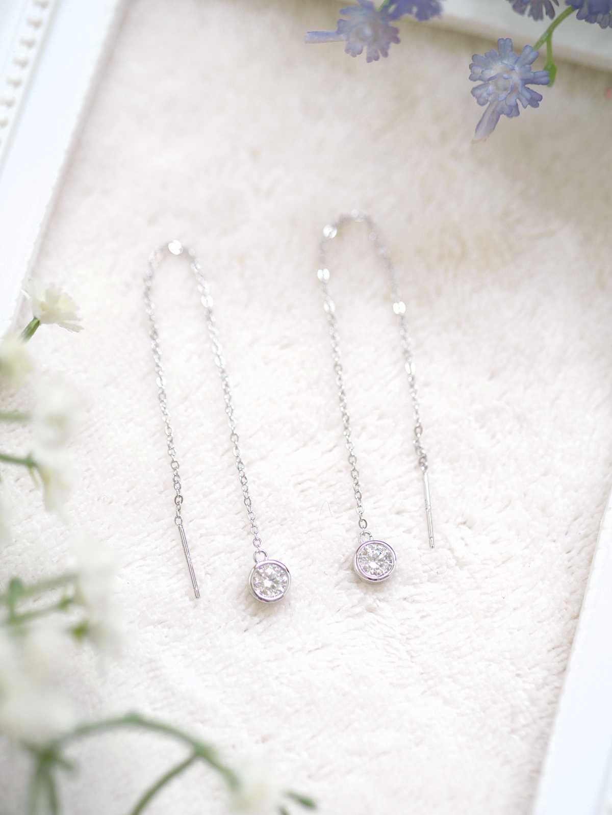 Aurora Bezel Moissanite Drop Earrings