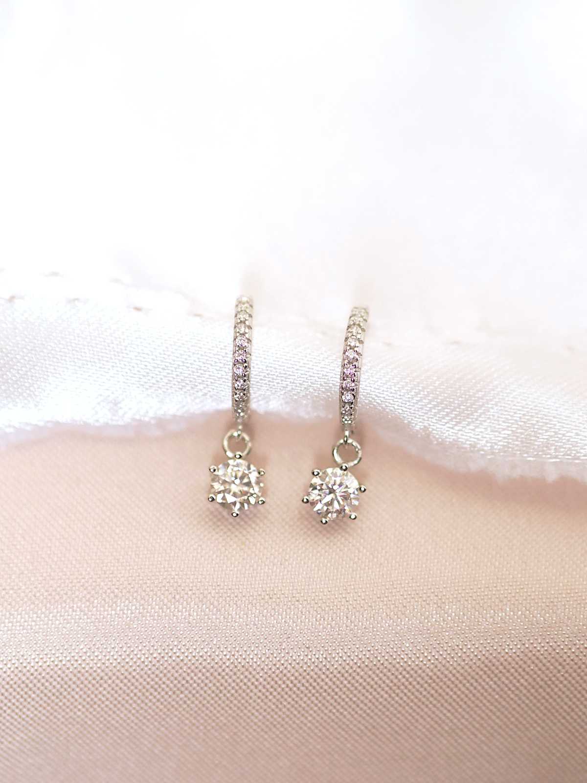 Clair Moissanite Drop Hoop Earrings